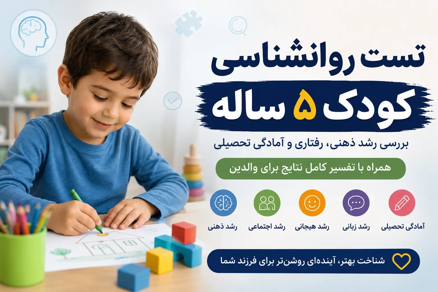 تست روانشناسی کودک ۵ ساله | بررسی رشد ذهنی، رفتاری و تفسیر کامل