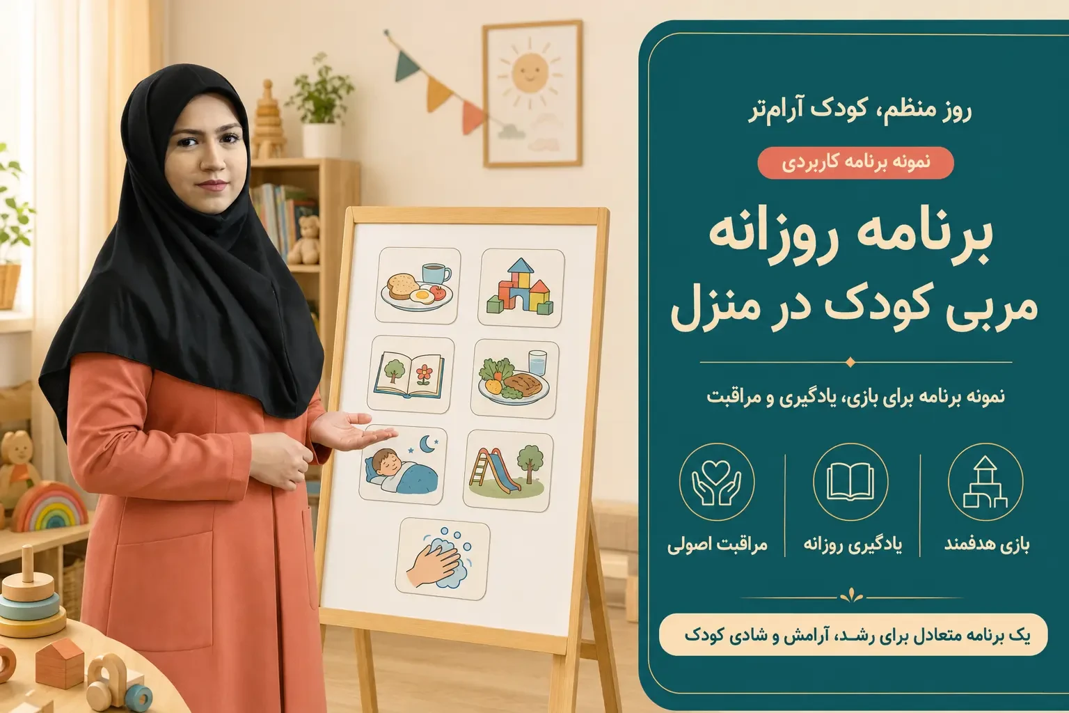 برنامه روزانه مربی کودک در منزل؛ نمونه برنامه برای بازی، یادگیری و مراقبت