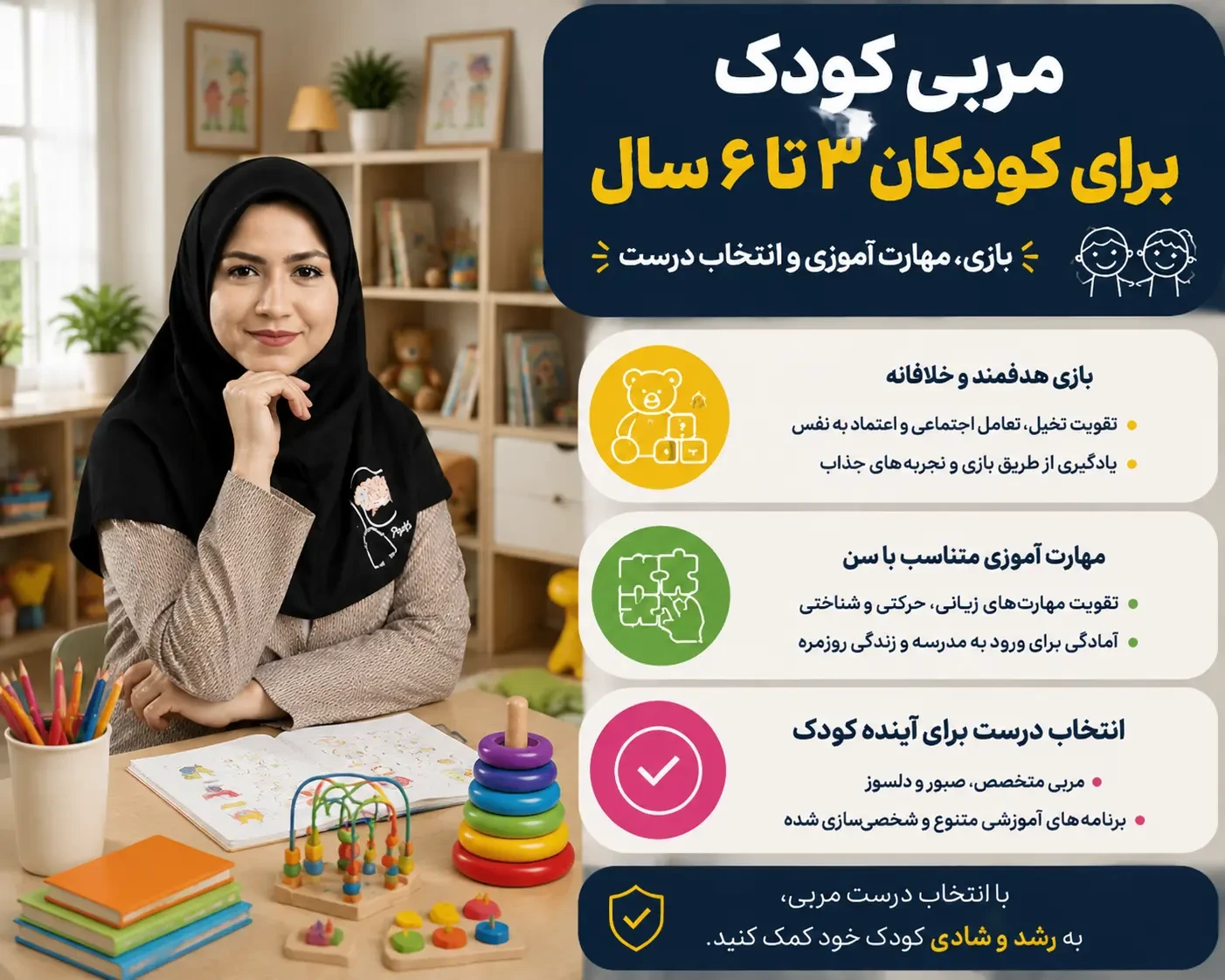 مربی کودک برای کودکان ۳ تا ۶ سال؛ بازی، مهارت آموزی و انتخاب درست