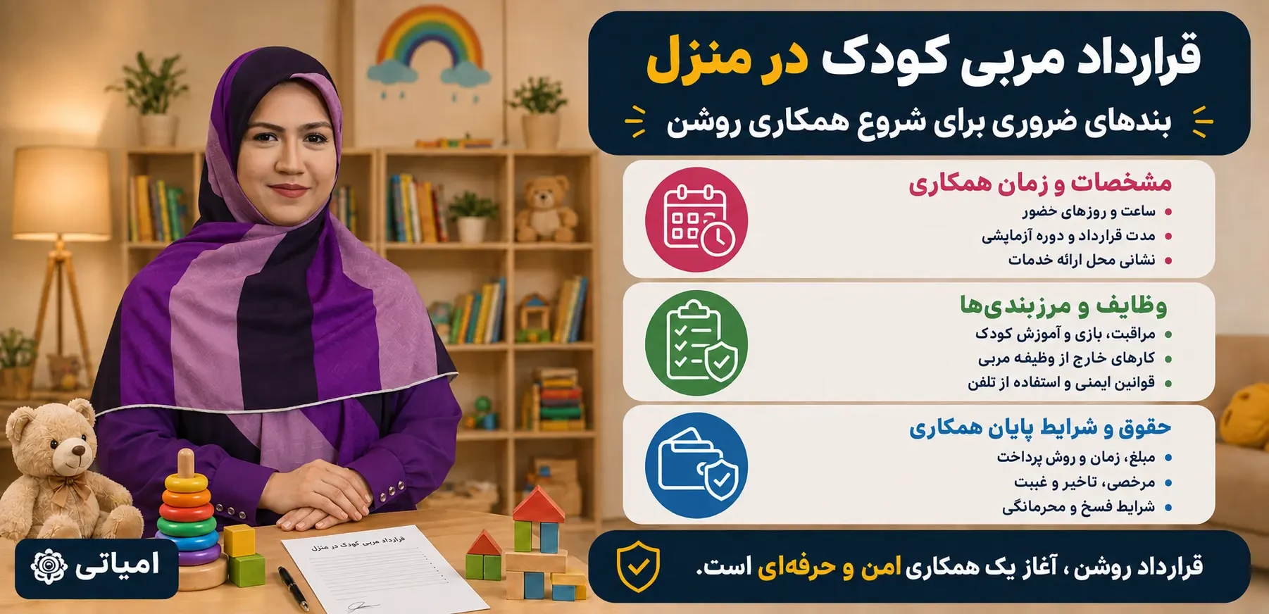 قرارداد مربی کودک در منزل؛ بندهای ضروری برای شروع همکاری روشن